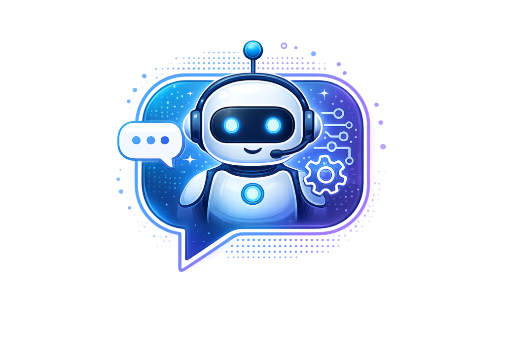 AI chatbot assistant icon providing automated customer support, lead generation, and business communication.