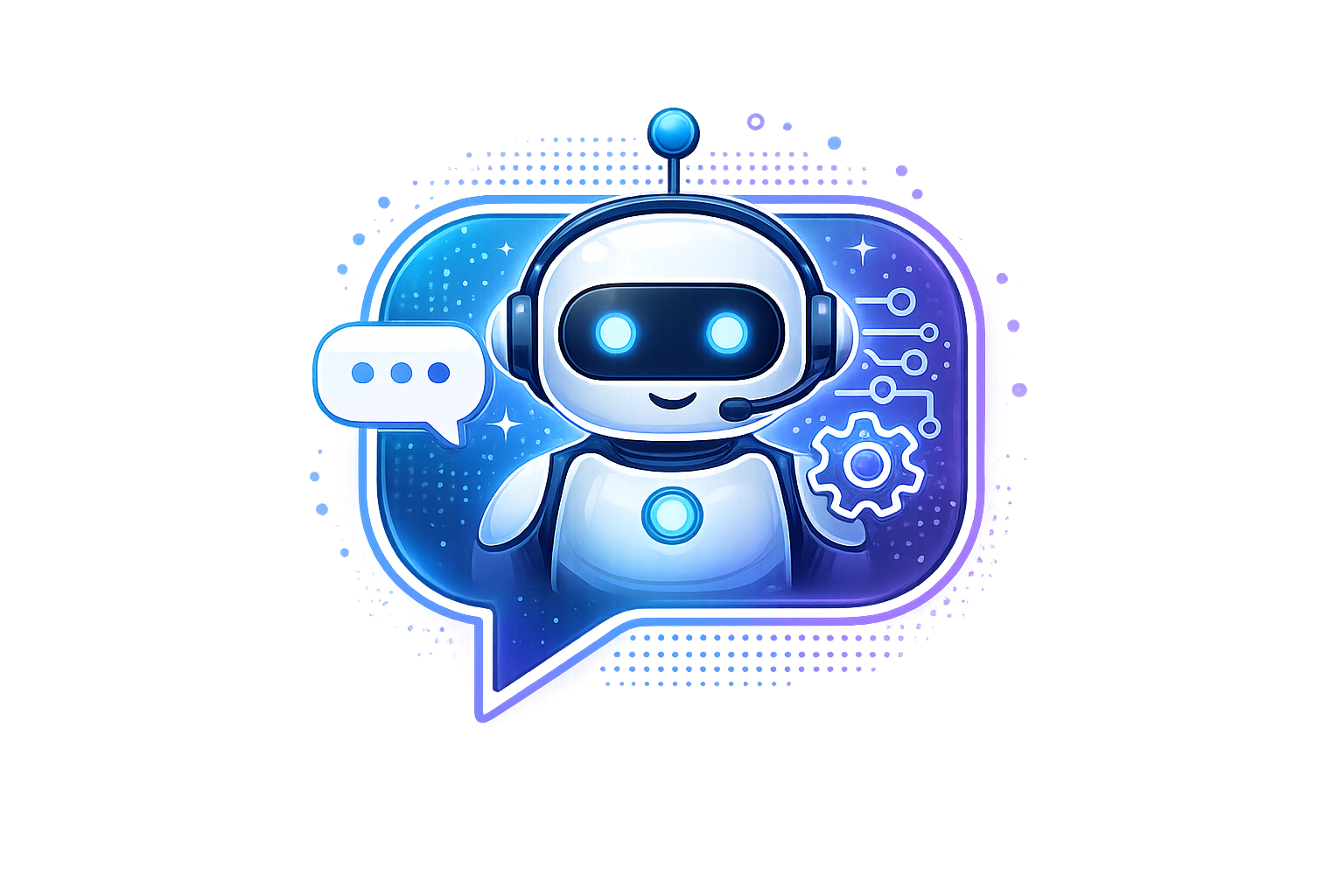 AI chatbot assistant icon providing automated customer support, lead generation, and business communication.